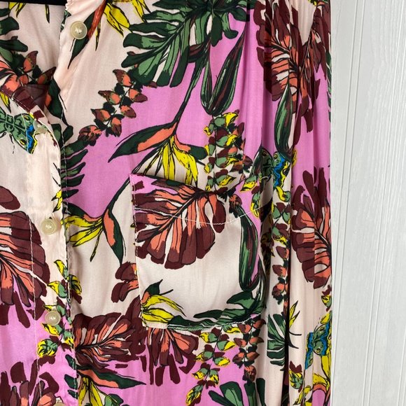 Free People Floral Button Up Blouse Size Small Pre-owned - Picture 5 of 5